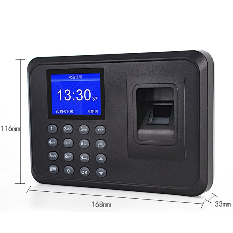 Máquina de asistencia de huellas dactilares pantalla LCD USB sistema de asistencia de huellas dactilares reloj de tiempo registrador de empleado-In (enchufe de la UE)