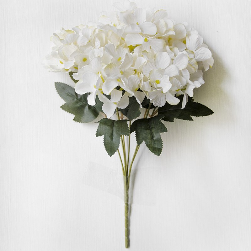 6 vork schotse hortensia kunstmatige bloem woondecoratie nep bloem horticultural plant bureau decoratie boeket: Melkwit
