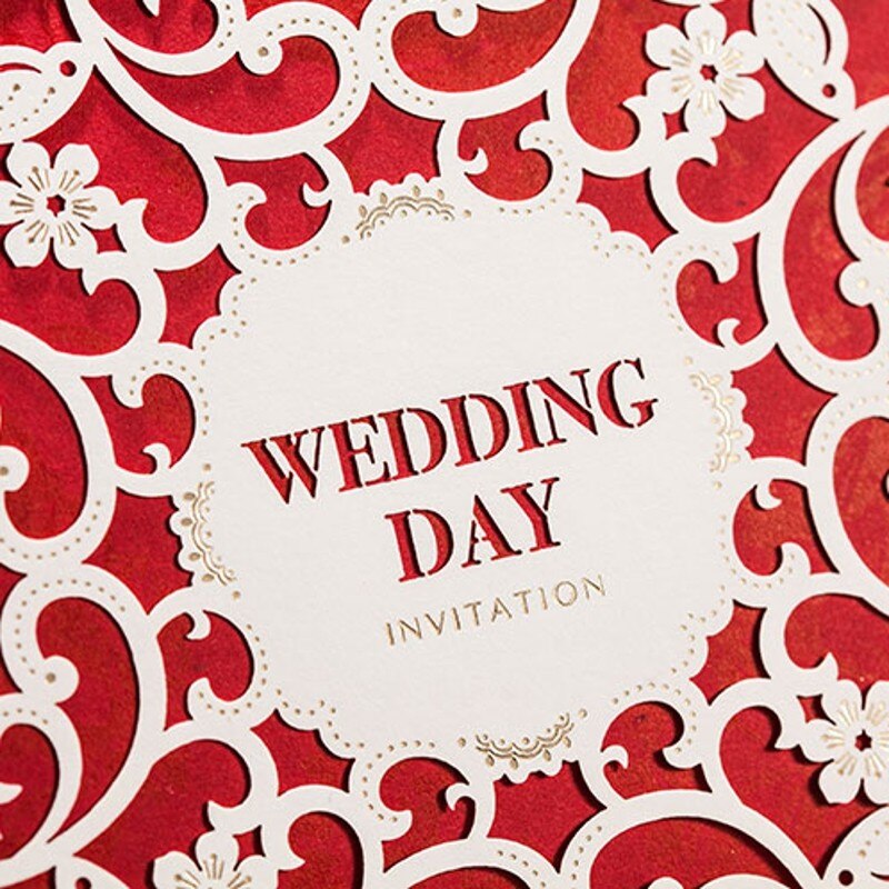 Wedding Invitations Card Chinese Style Diameter Floral Envelope Pure Love Red White Round Party Supplies