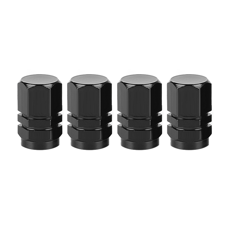 4 stuks Auto Band Ventieldopjes Auto Wiel Banden Kleppen Tyre Stem Air Caps Bolt-in Aluminium Theftproof ventieldopjes Auto Accessoires: Black