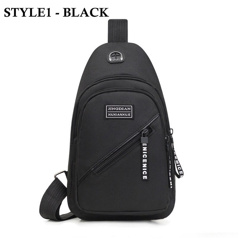 Mannlige skuldervesker usb frakt crossbody vesker anti tyveri bryst bag skole sommer kort tur budbringer bag: Svart 1