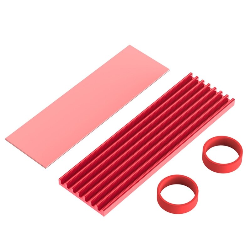 M.2 SSD Heat Sink, Solid State Hard Disk Aluminum Heatsink, Cooling Pad for Desktop PC Double-Sided Heat Sink Cooler Set: Red-SR01