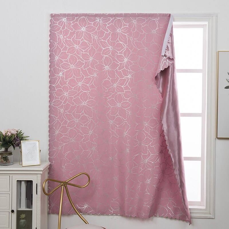 Cortinas de Velcro sin perforar para la sala de estar cortinas de ventana de la habitación cortinas de pared de protección fácil de instalar cortinas persianas шоы: pink