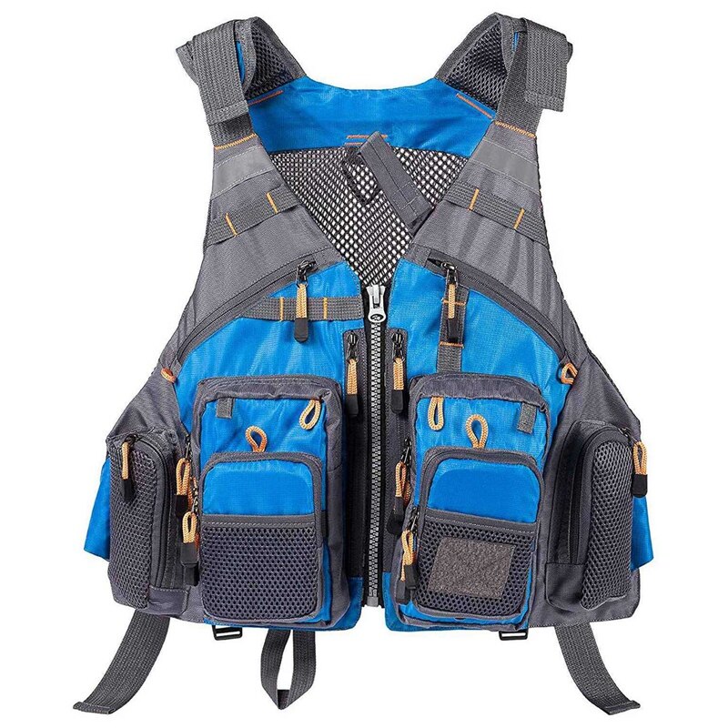 Fly Fishing Mesh Vest Jacket Life Vest Adjustable Strap for Men and Women for Fly Bass Fishing and Outdoor Activities: Sky Blue