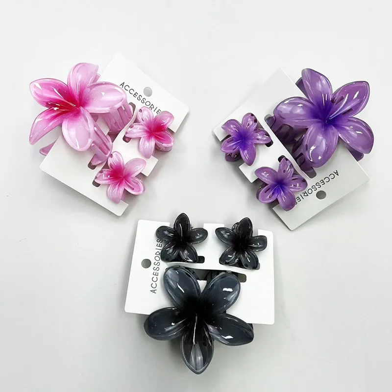 3 unids/set dulce flor colroful gradiente garras para el cabello Cola de Caballo Cip abrazadera pasadores horquillas para mujeres chica accesorios para el cabello de playa