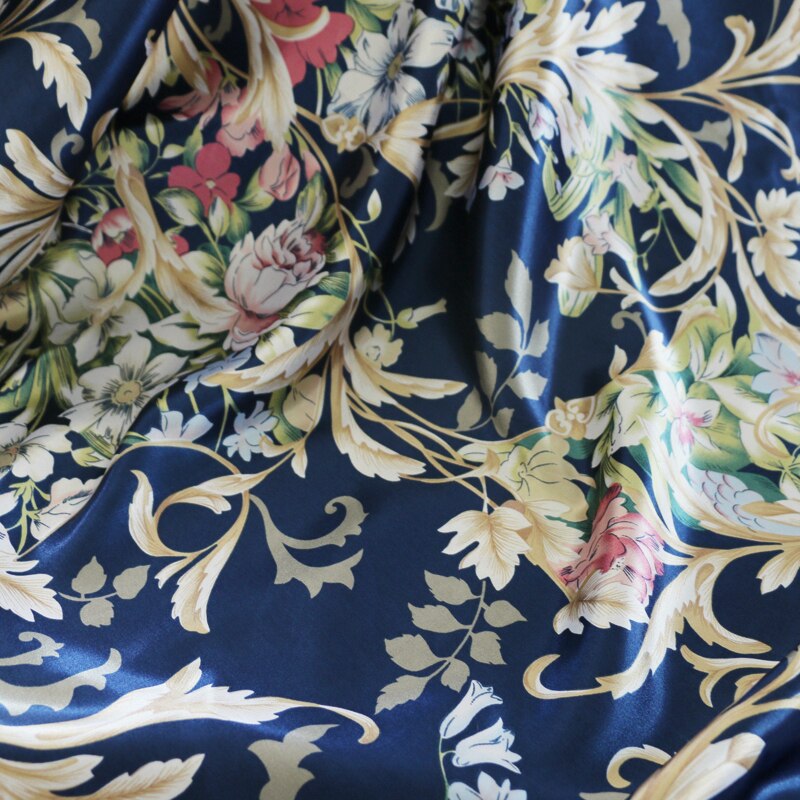 Flower Satin Material Soft Pajamas Shirt Fabric