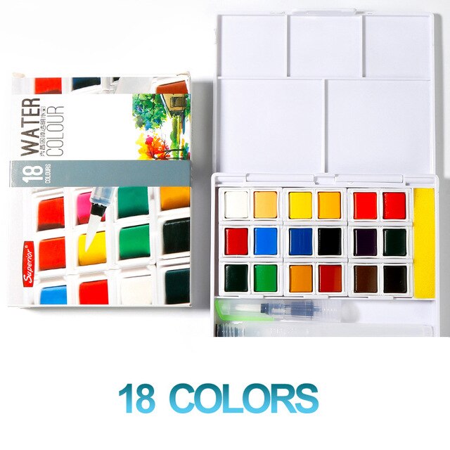 Juego de acuarelas de colores sólidos, Set Superior de 12/18/24/30/36/40/48 colores, para artistas, dibujo, pintura, pigmento de acuarela, suministros de arte: 18color