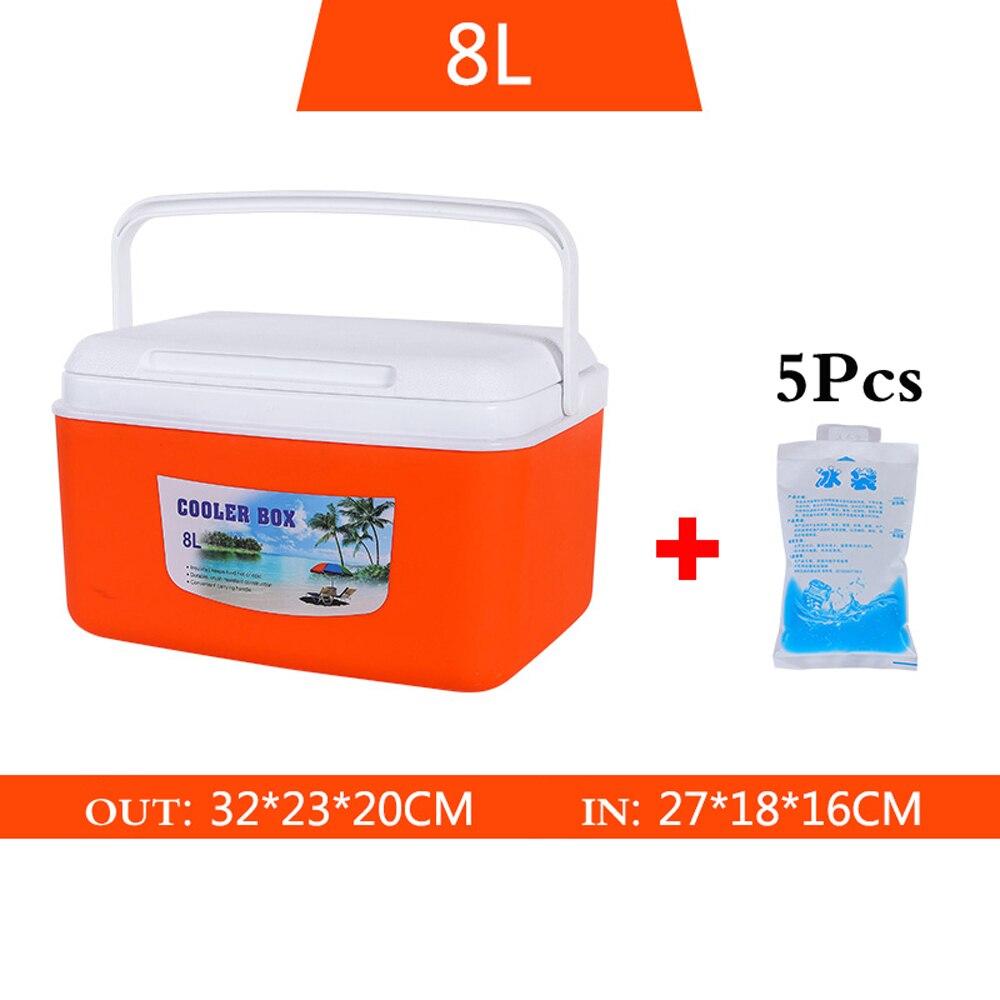 5L-13L Outdoor Incubator Portable Food Storage Box Car Cold Box Fishing Box Cooler Fridge Food Storage Bags For Hiking Travel: 8L orange