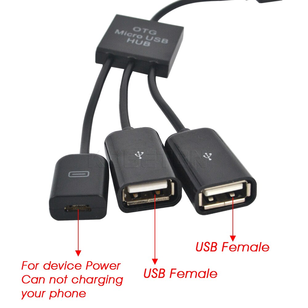 Kebidu 3 Port Micro USB Power Opladen OTG HUB Kabel Een Mannetjes Micro USB verbindt om een Micro USB vrouwelijke en Twee USB 2.0 Vrouwelijke