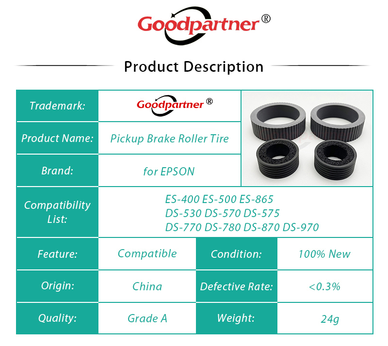 Kit de montaje de rodillo B12B819031, neumático para EPSON ES-400, ES-500, ES-865, DS-530, DS-570, DS-575, DS-770, DS-780, DS-870, 1 unidad
