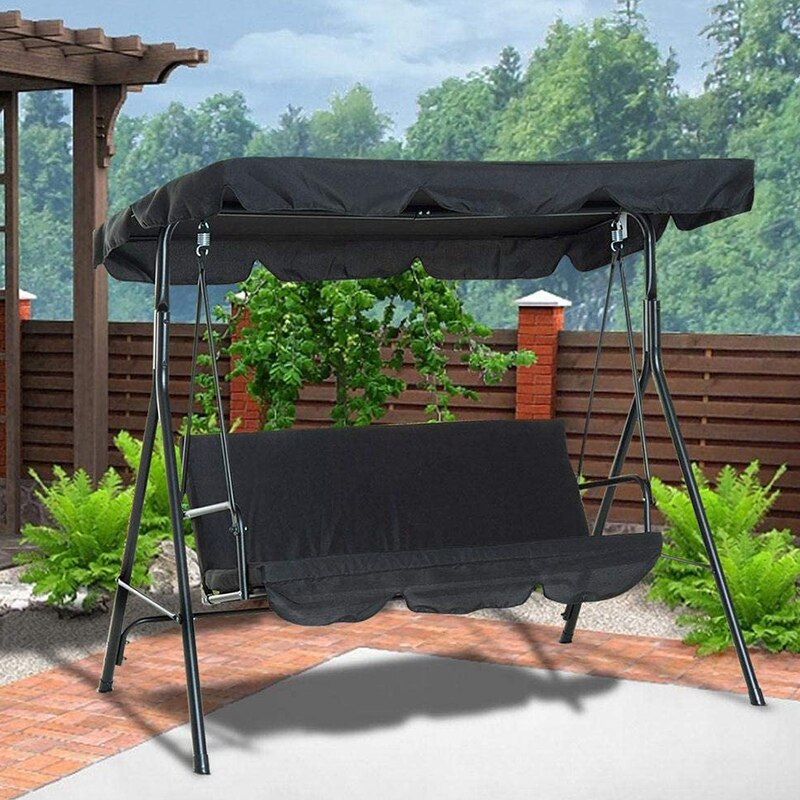 Terras Schommel Stoel Cover 2 Stuks/set Universal Tuin Stoel Stofdicht 3-Seater Outdoor Cover (Zwart)