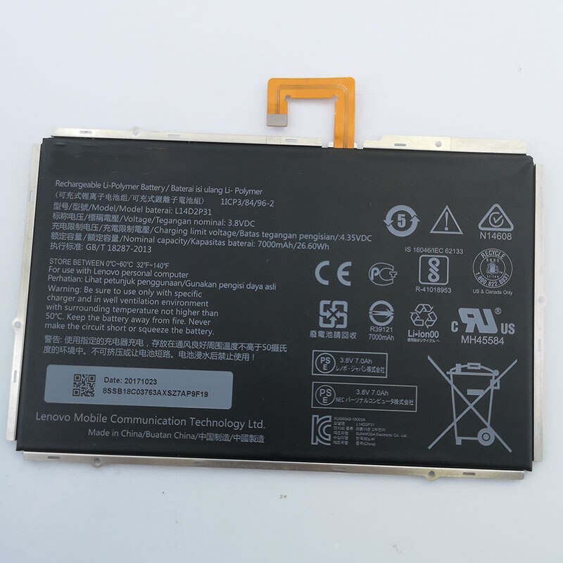 L14D2P31 7000Mah Batterij Voor Lenovo Tab 2 TAB2 A10-70F A10-70L A10-70LC TB2 X30L TB2-X30F TB2-X30M