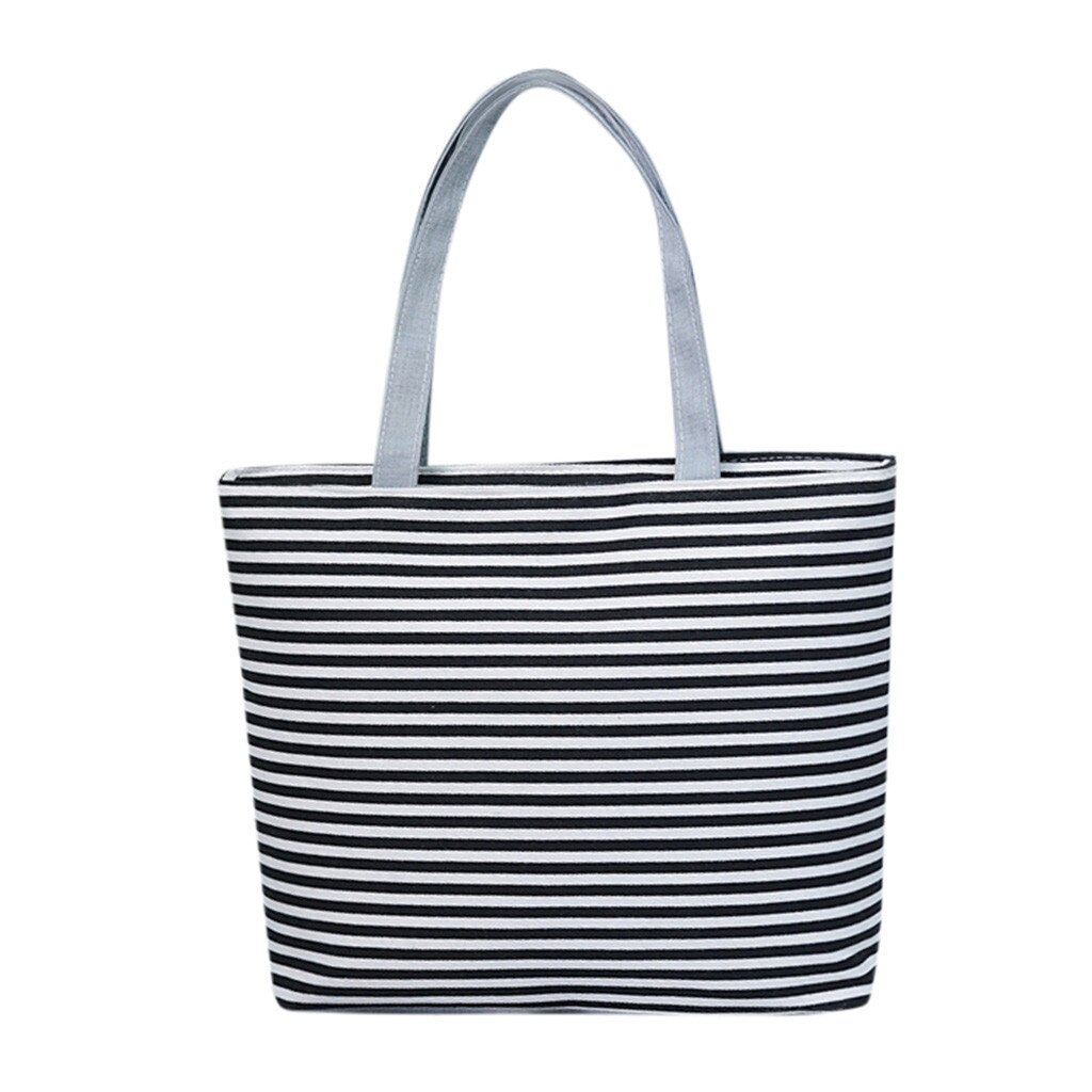 Gestreepte Casual Totes Vrouwen Canvas Schoudertas Grote Capaciteit Boodschappentassen Vrouwelijke Draagbare Outdoor Mode Vierkante Handtas