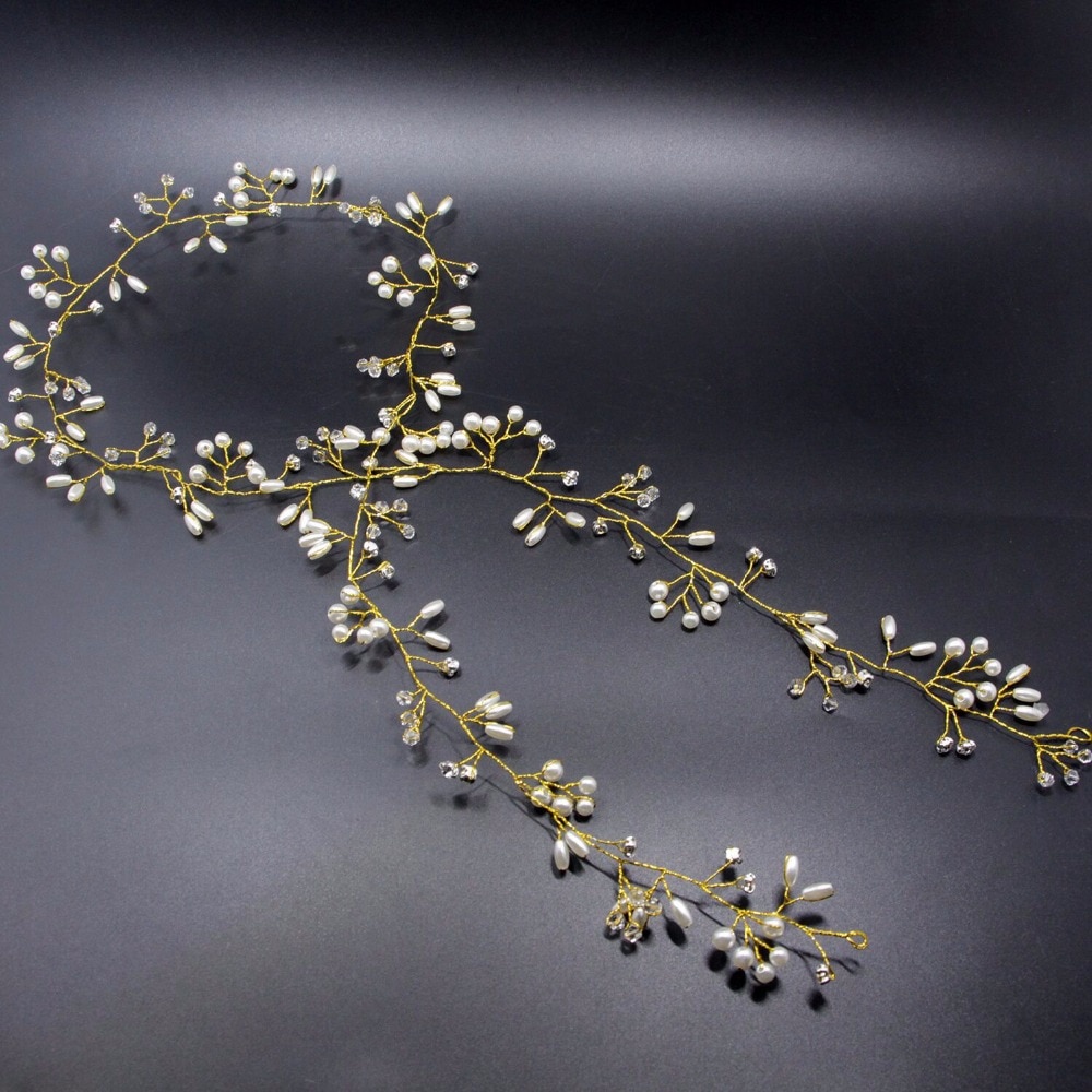 Flor De la boda Tiara De enredadera Novia Cadena De cabeza De Novia adornos para el pelo para Novia boda accesorios De joyas para el pelo, Tiara De Novia De 50cm