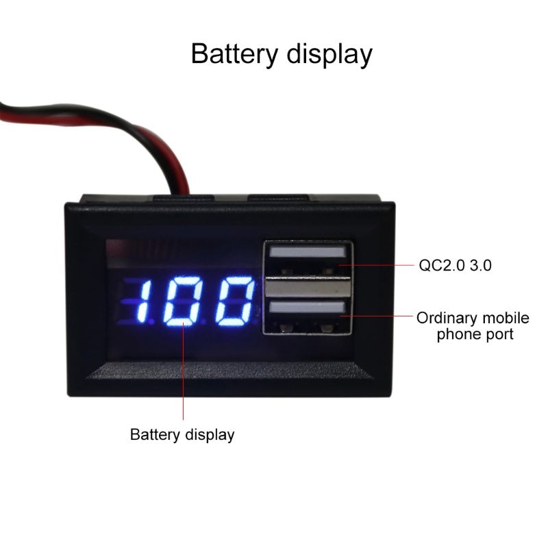 Indicateur de capacité de batterie 12V jauge de tension compteur de puissance avec QC 2.0 3.0 Charge rapide sortie USB