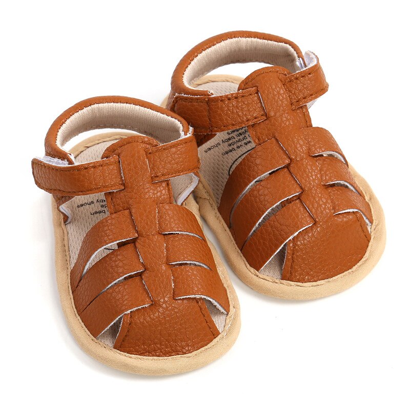 Mode Pu Baby Antislip Sandalen Zomer Kinderen Jongens Meisje Gesloten Teen Wandelschoenen 0-18 Maanden Baby sandalen Детские Сандалии: Bruin / 7-12 Months