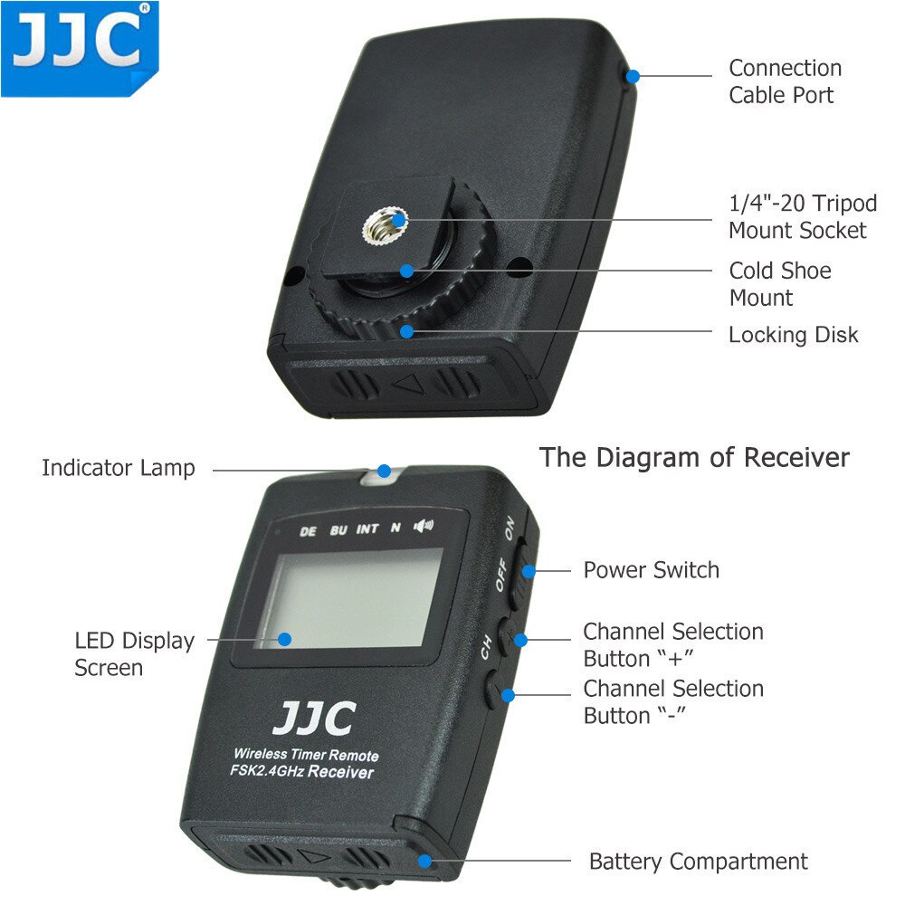 JJC 2.4GHz 56 Channels DSLR RF Wireless Timer Remote Control for OLYMPUS OM-D E-M1 III E-M10 Mark II PEN F OM-D EM5 II E-PL6