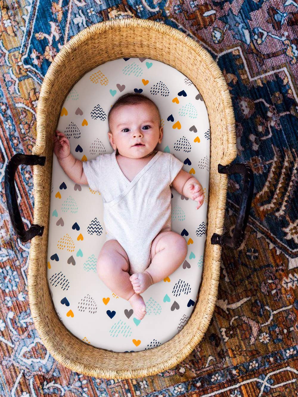 Bassinet lagen super stretch monteret vugge pasform lagner til bassinet pads/madras, til drenge piger, unisex, ultra blød 82*41cm
