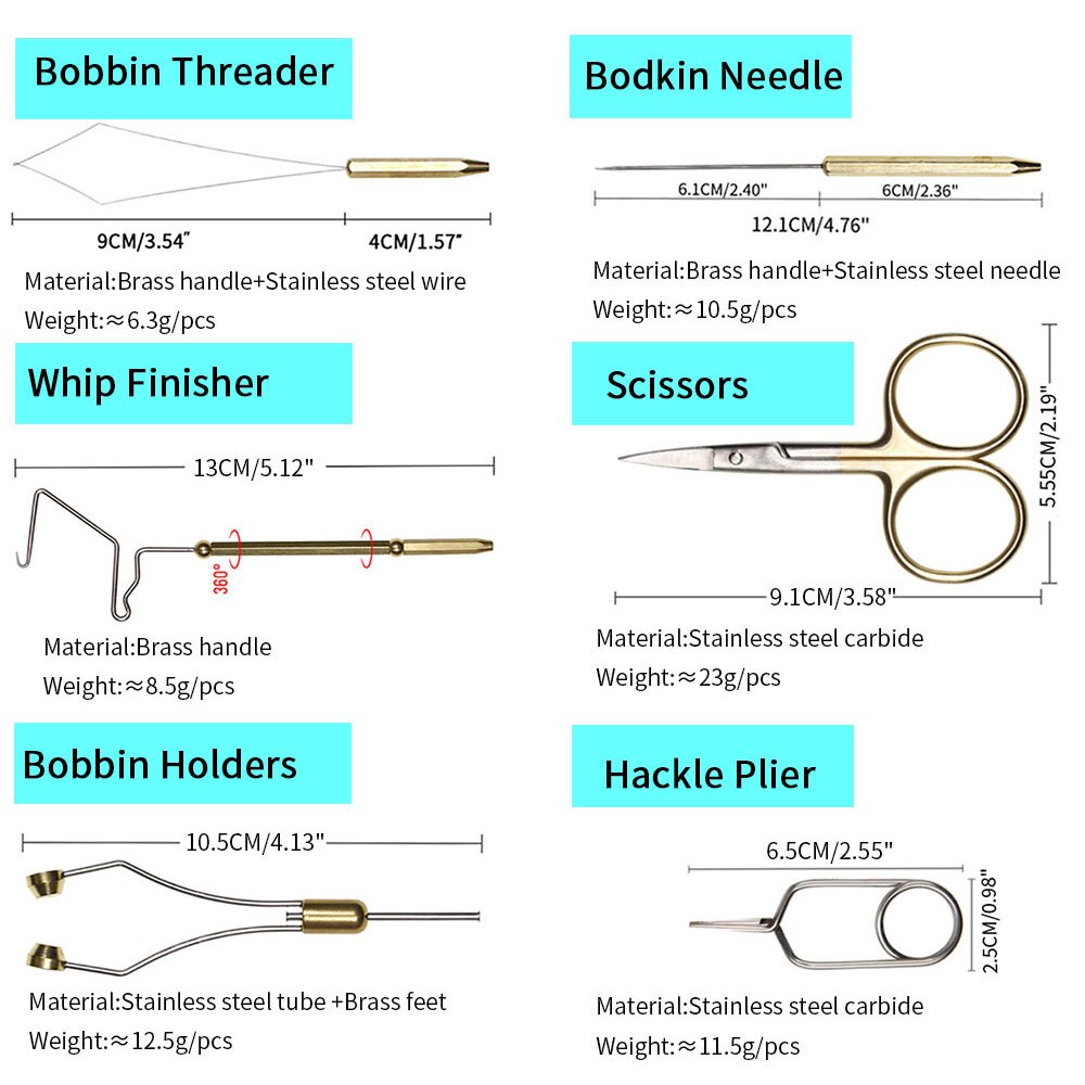 Vampfly C-Clamp Fly Tying Vise Hardened Steel Jaws 70D Fly Tying Thread Fly Tying Tool Kit-Bobbin Holder/Threader Whip Finisher