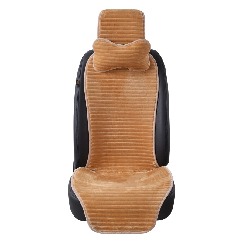 AUTOYOUTH-Funda de asiento de coche de terciopelo Nano para invierno, con reposacabezas, 5 colores, Universal, Protector de cojín, estilo de coche: Beige