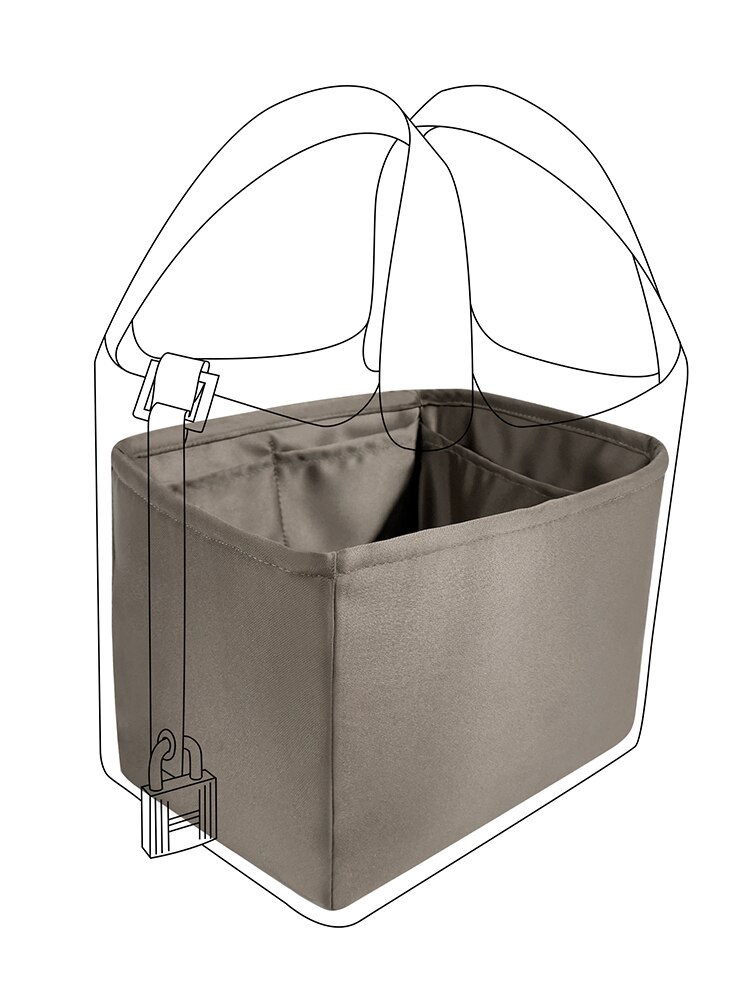 DGAZ Purse Organizer Satin thick Fits H-PC pic-otin 18/22 Bags,Silk ,Luxury Handbag Tote in Bag Shapers , Women: Etoupe grey / For PC22