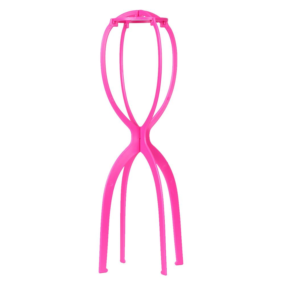 XTREND 1PC Colorful Ajustable Wig Stands Plastic Hat Display Wig Head Holders Mannequin Head/Stand Portable Folding Wig Stand: pink 19.7inch