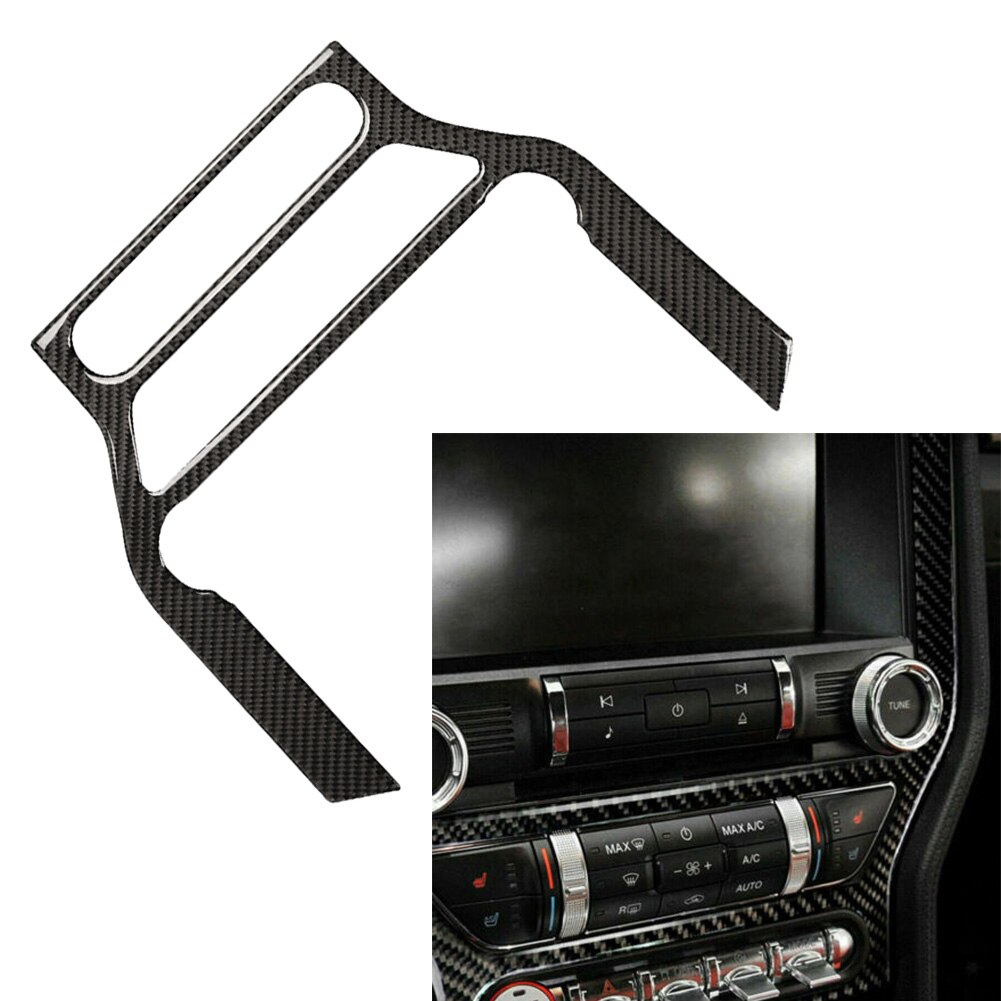 Carbon Fiber ABS Multi-media Console Decor Interior Trim For Ford Mustang