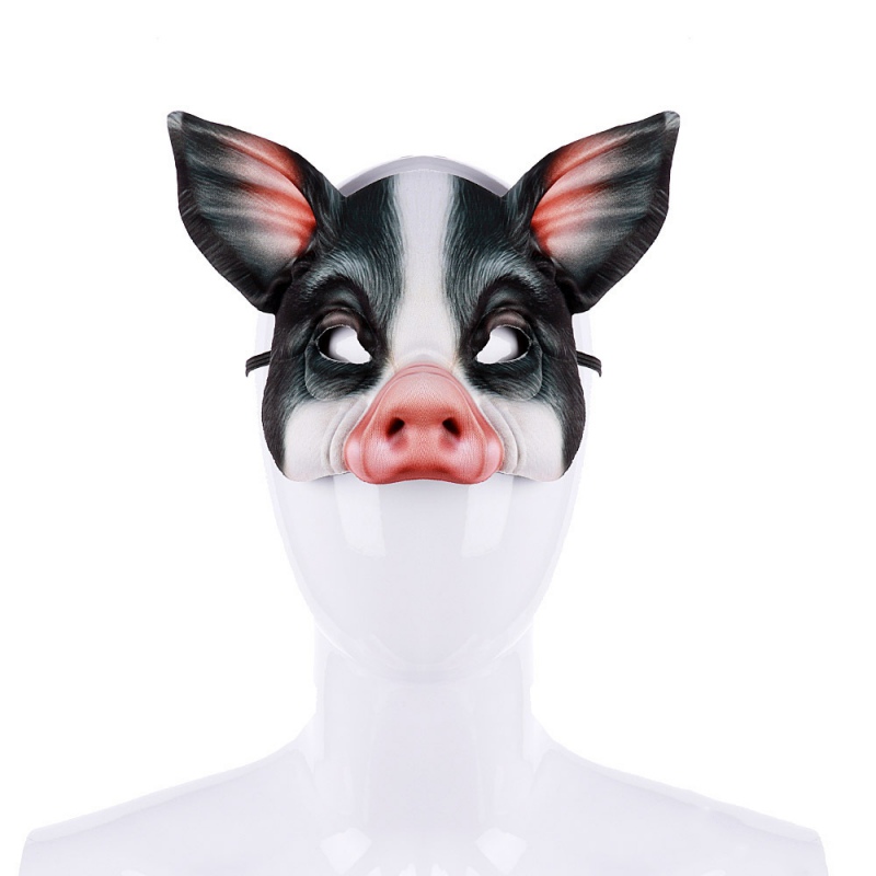 Halloween Animal Mask Half Face Pig Mask Milk Cow Pattern Breathable Animal Party Carnival