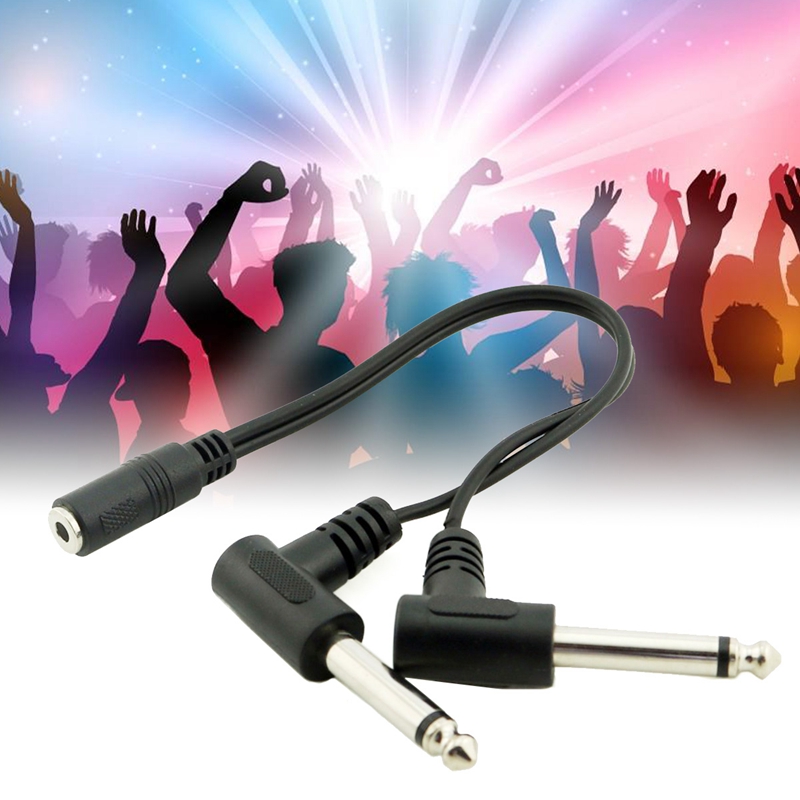 3.5 Mm Mini 1/8 Inch Trs Stereo Vrouwelijke Jack Naar Dual 1/4 6.35 Mm Mannelijke Plug Mono Ts Haakse audio Adapter Y Splitter Kabel