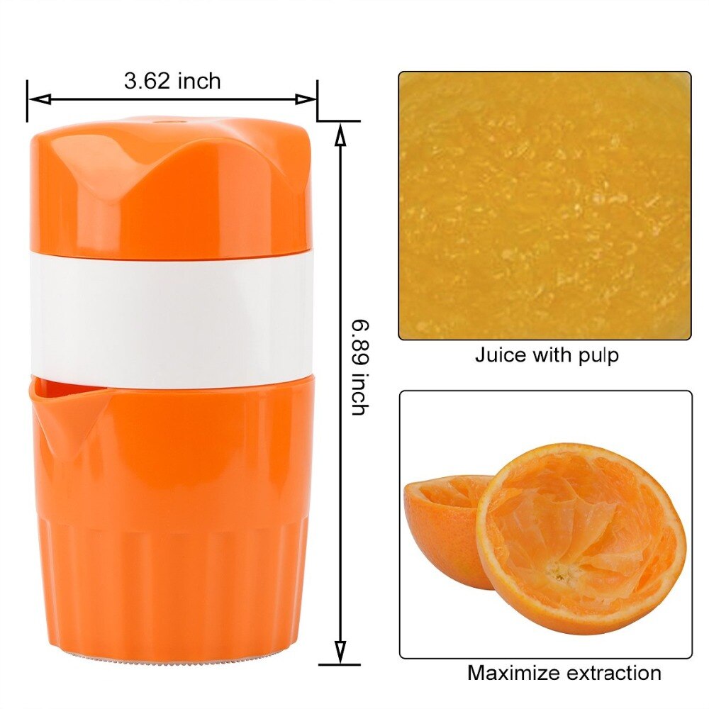 Potable Hand Juicer Citrus Orange Squeezer Manual Lid Rotation Press Reamer Lemon Fruit Juicer Squeezes with Strainer Container