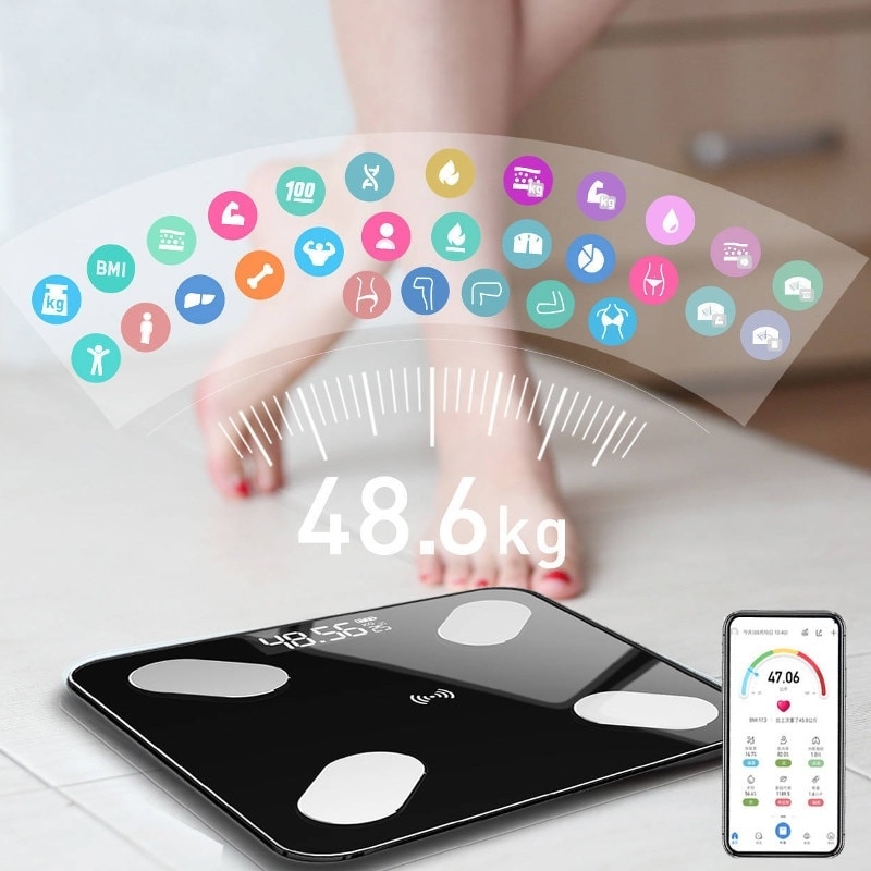 Body Fat Scale Smart BMI Scale LED Digital Bathroom Wireless Weight Scale Balance Bluetooth APP Android IOS