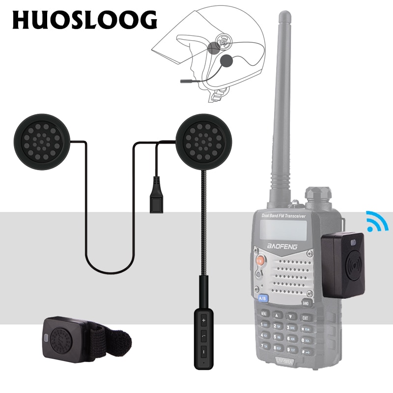 HUOSLOOG Walkie talkie Auricolare Bluetooth Casco Da Sci Moto auto Da Corsa Casco Senza Fili del trasduttore auricolare per Baofeng Kenwood Ksun TYT