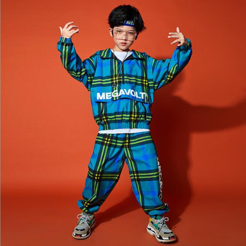 Ropa de Hip Hop de Festival para Niños, camisa de gran tamaño, ropa de calle a cuadros, pantalones para niñas, traje de baile de Jazz, conjunto de ropa