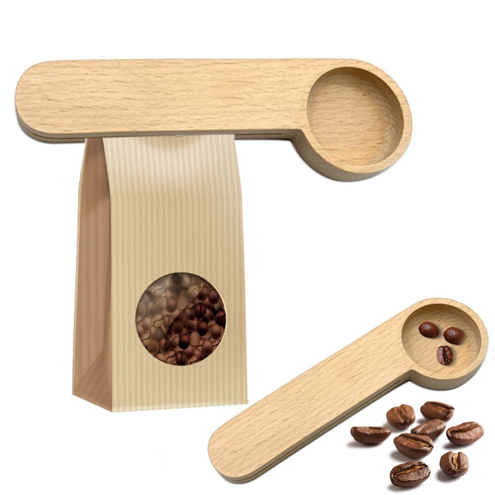 2 in 1 for malte bønner multifunksjon bøketre kontor mini safe kjøkken bærbar kaffe måleskje med klips hjem
