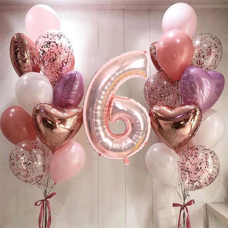 21pcs 32 inch Number Foil Balloons Latex Confetti Helium Balloons Wedding Birthday Party Decoration Supplies Baby Shower Globos