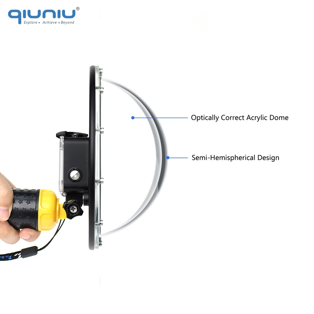 QIUNIU 6 "Aluminium Dome Poort 45M Onderwater Waterdichte Duik Behuizing Case Lens Cover voor GoPro Hero 4 3 + 3 Go Pro Accessoire
