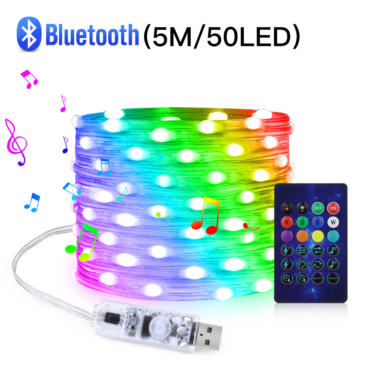 Bluetooth USB Musik WS2812B LED Lichterketten 5V RGBIC Traumfarbe 5/10/20m Feengirlande für Hochzeit Geburtstag Party Dekor: Blau