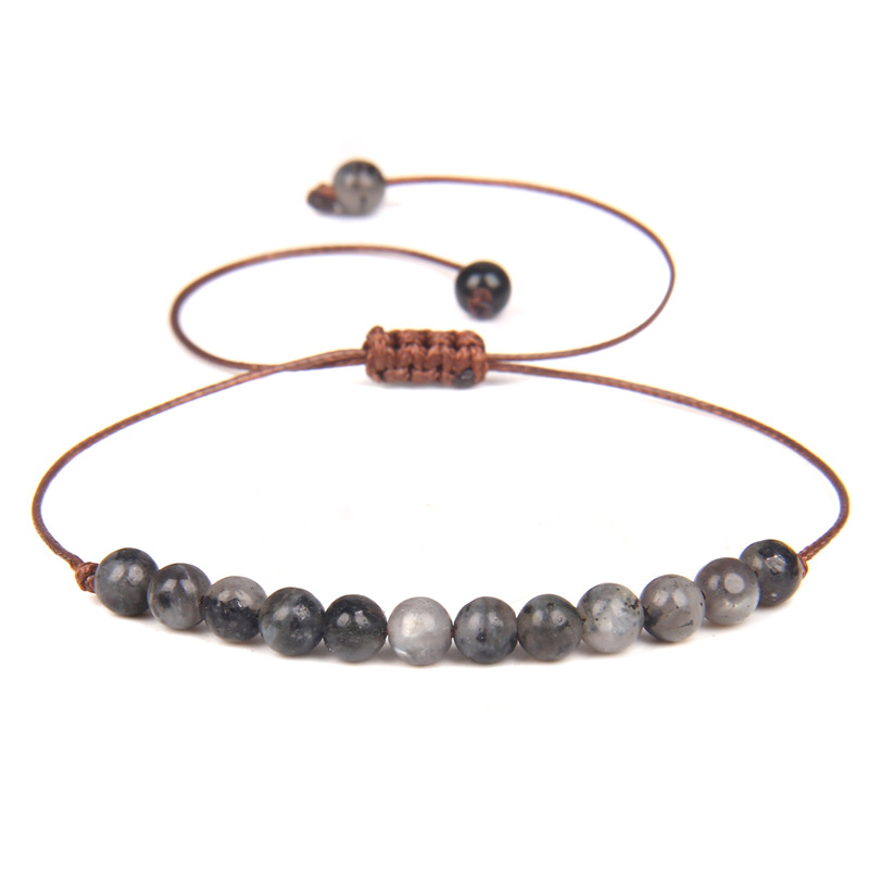 4Mm Mini Kralen Armband Natuursteen Gevlochten Armbanden Voor Vrouwen Mannen Verstelbare Touw Labradoriet Jaspers Agaat Bangle Sieraden: 8.Black Labradorite