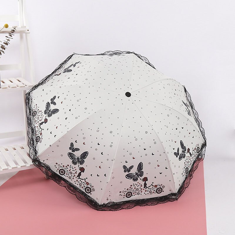 Portable lace Umbrella,Plum Flower Blossom Parasol 3 folding umbrella UV brand Sunny / Rain parasol lace sun umbrella