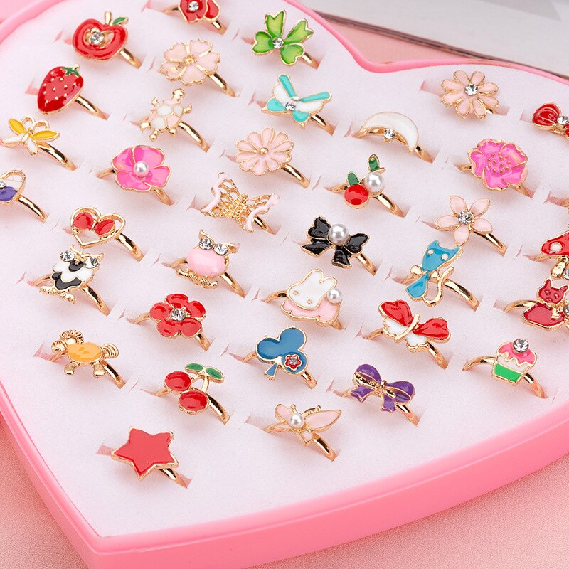 36 Pcs Legering Cartoon Ringen Kleurrijke Mooie Verstelbare Sieraden Feestartikelen Speelgoed Voor Kinderen Kids Meisjes