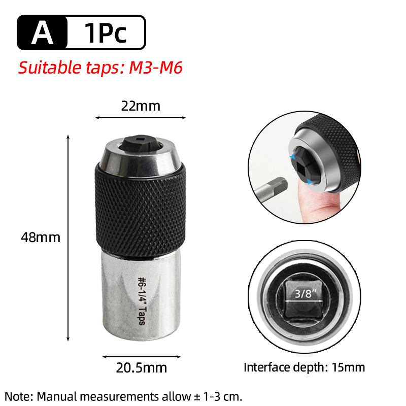 M3-M12 Gewindebohrer-Stecknuss, 3/8 Zoll Vierkantantrieb, verstellbare Backen, Abzieher, Werkzeug, Steckschlüssel, Adapter, Gewindebohrer, Reibahle, Schraubenausdreher: Rose