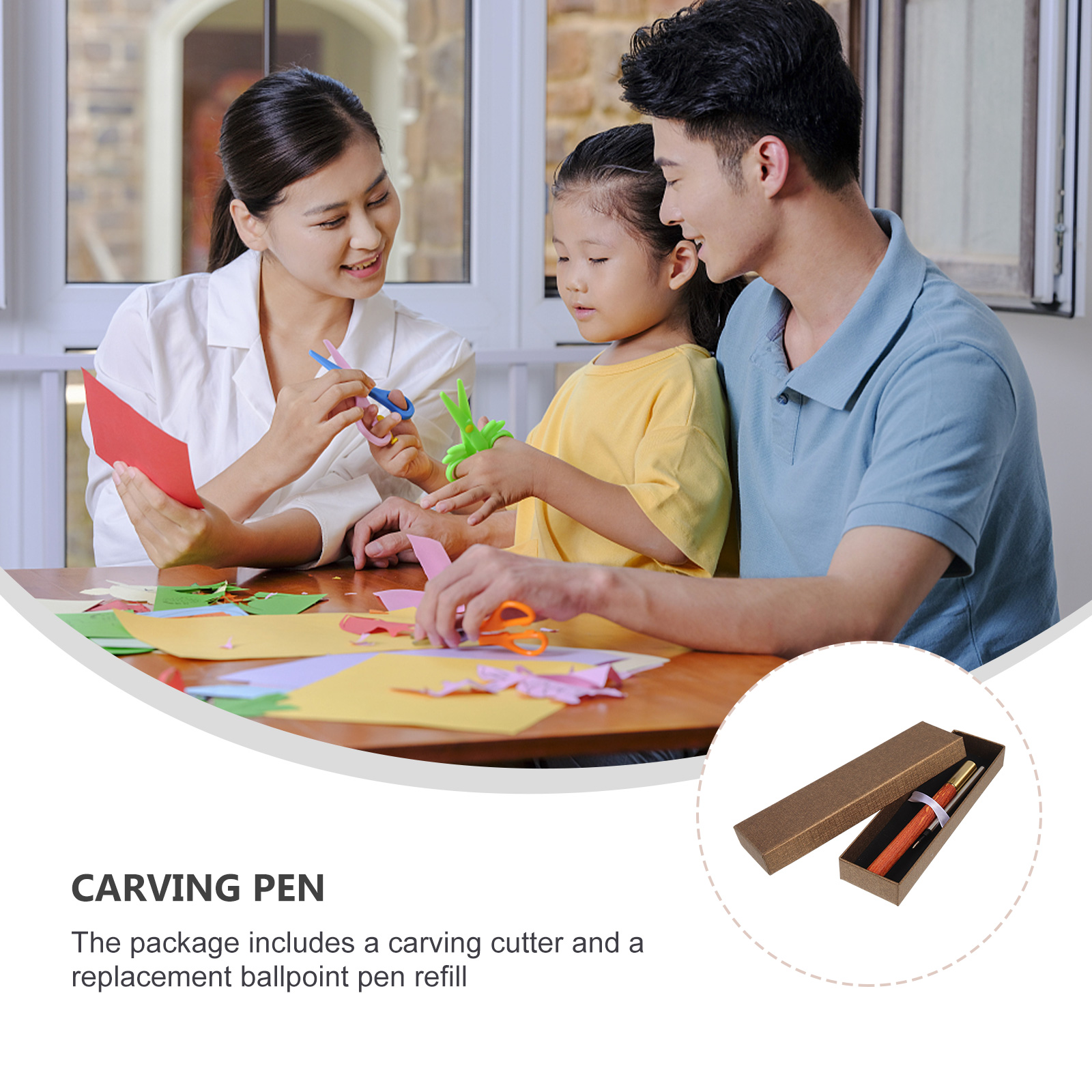 1 Set Craft Precision Cutter Wooden Handle Pen Cutter Safety Engraving Pen