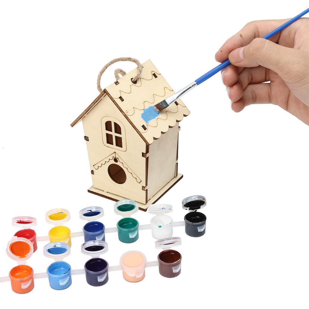 Wooden Bird Feeder Hanging for Garden Yard Decoration Hexagon Shaped With Roof Outdoor Bird Nest Wooden Arts #YL10: E