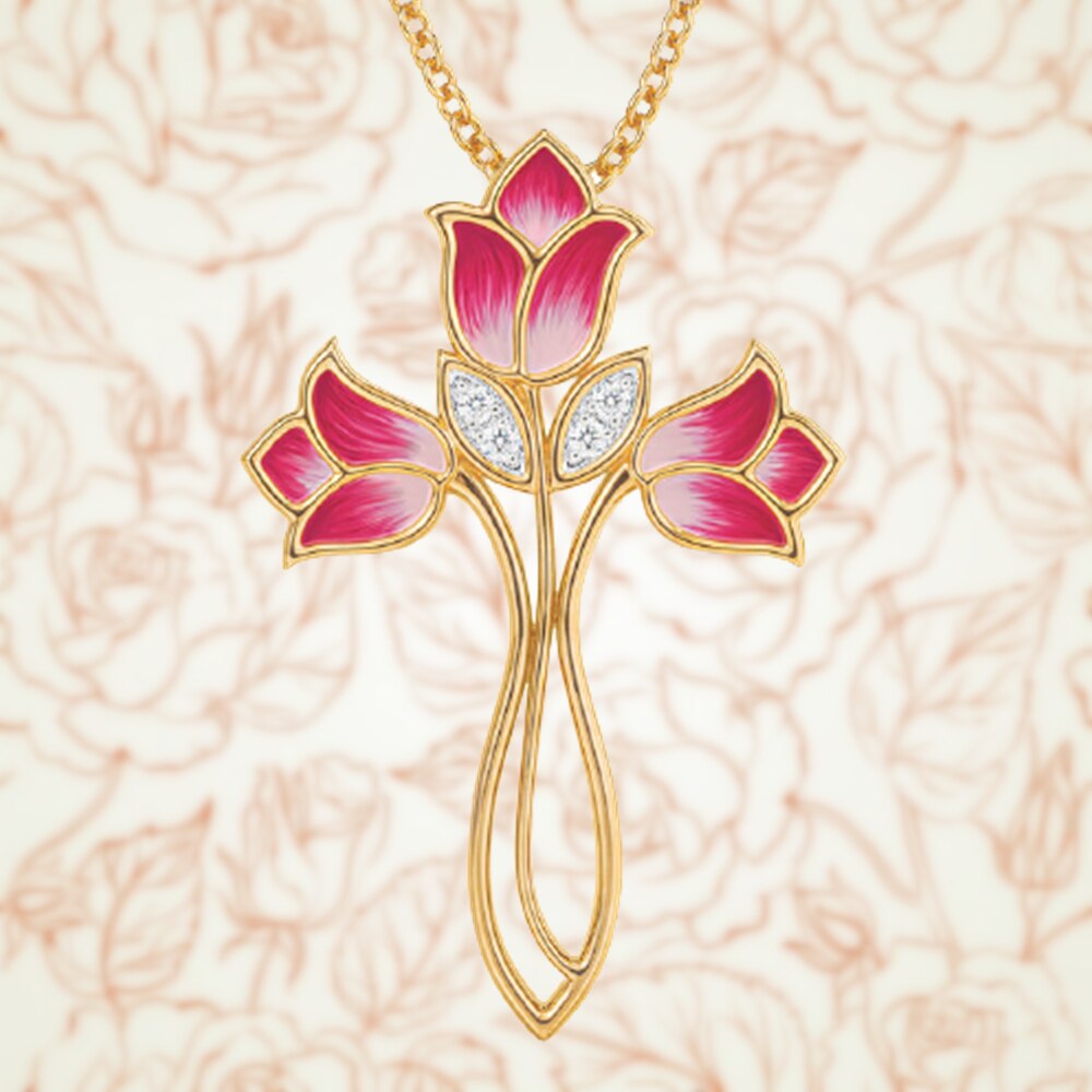 Exquis Tulipe Croix Pendentif Collier Romantique Femmes Collier Croix Collier Parti Collier Bijoux Religieux Prière Bénédiction Collier Collier Pour les femmes Anniversaire