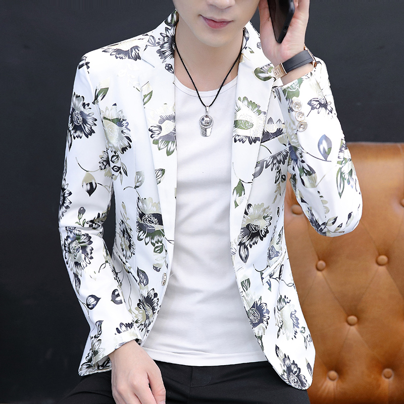 style d'explosion motif de couleur individuel style assorti petit costume revers haut de gamme affaires décontracté beaux vêtements pour hommes: XL / WHITE