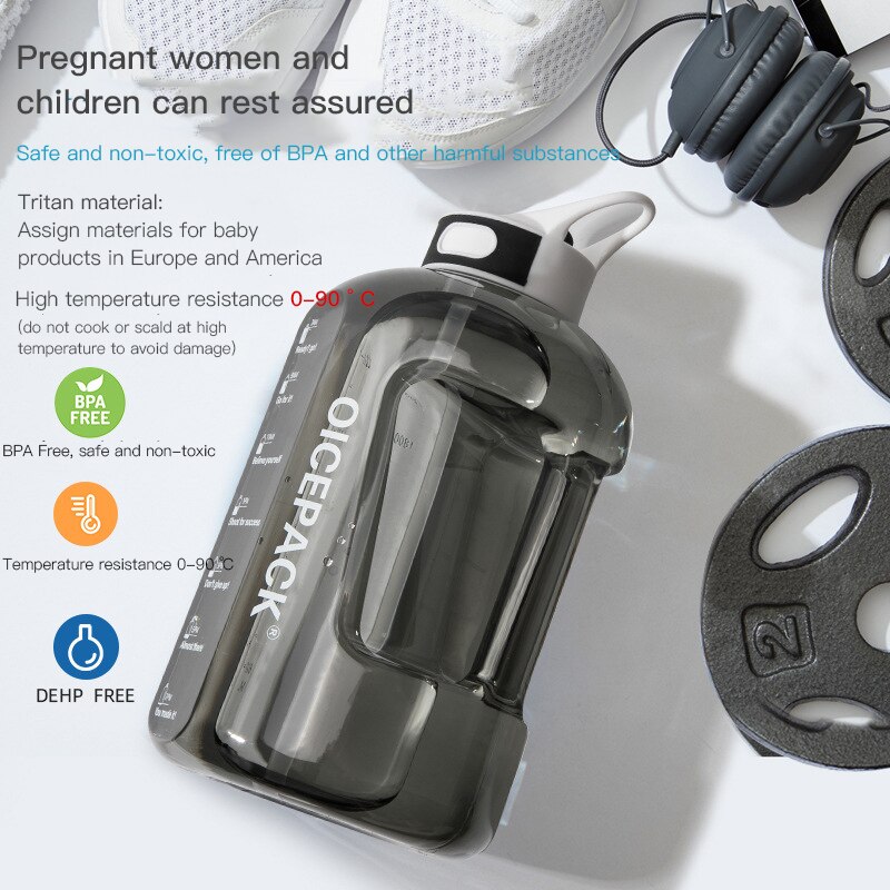 Bottled Joy Large Capacity 3.78L 2.5L Sports Water Bottles With Straw Lid Hiking Plastic Ton Barrel Pipette Cup Juice Milk Cups