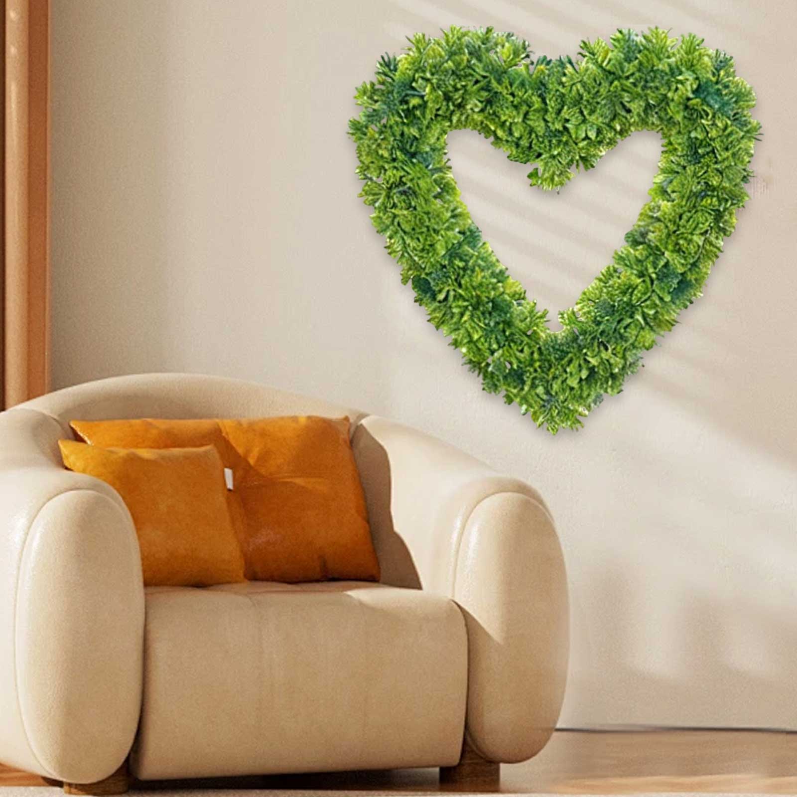 Herz-Liebesgirlande Wandbehang Schild Künstliches Grün Gartendekoration für Haus Zauberstab Fenster Landhaus Hängedekoration