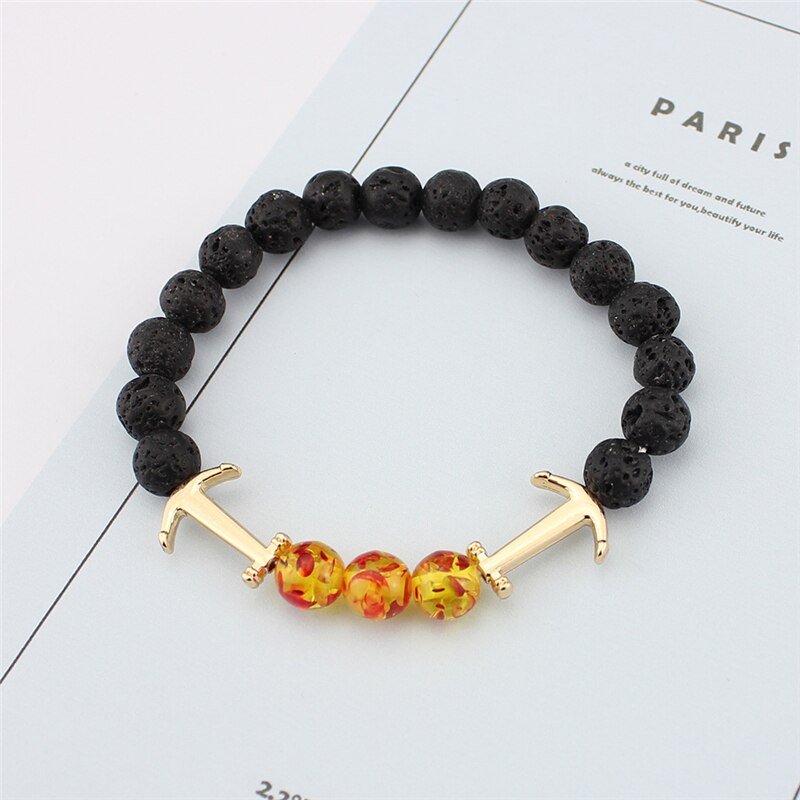 Men's Lava Bead Adjustable Bracelet With Anchor Charm for him