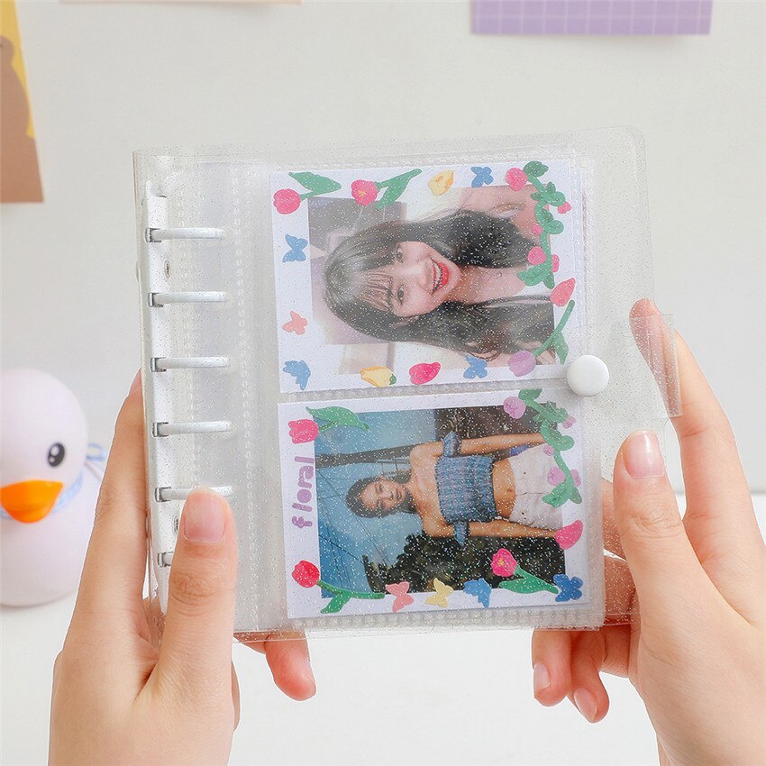 A7 Loose Leaf Postcard Photo Album Glitter Journal Agenda Notebook Planner PVC Binder Idol Card Organizer Book School Stationery