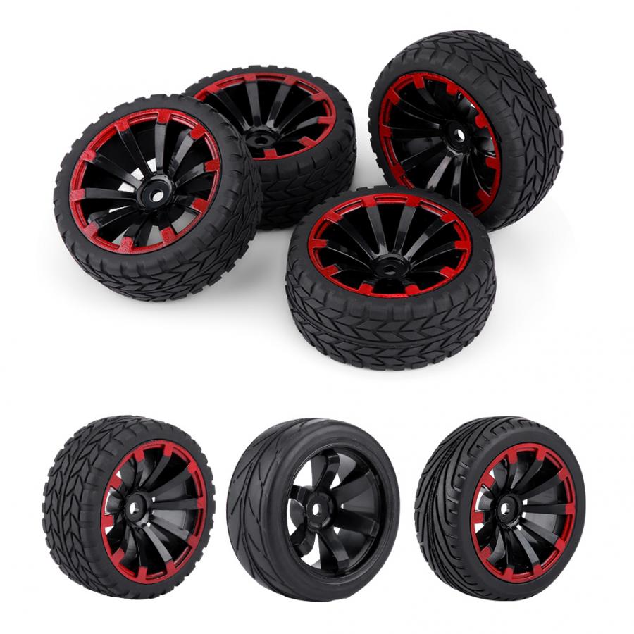 4pcs/set RC Tires High Quaity Rubber Tyre with Plastic Wheel Rim for HSP/Redcat/Exceed/Tamiya/HPI 1/10 RC Crawler Climbing Car